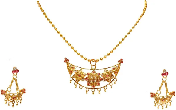 Assamese_Traditional_Gold_Plated_Red_Stone_Joonbiri_Chain_Jewellery_Set_For_Women